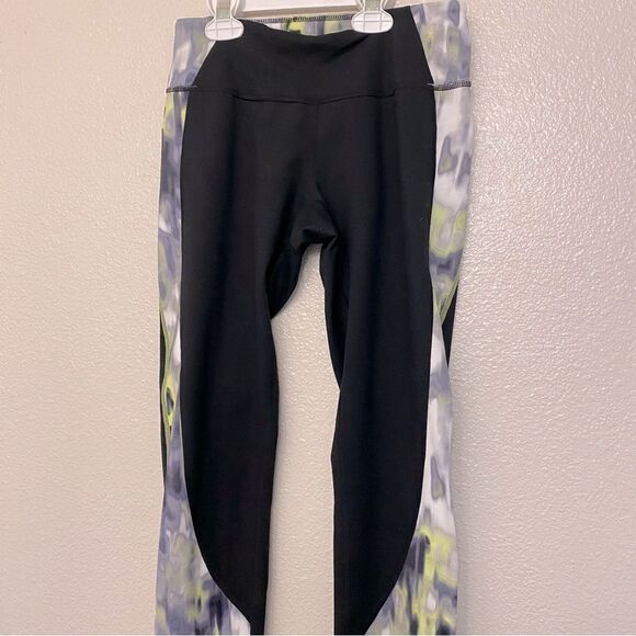 Zella Womens Stretch mid rise full length Leggings black, print sides XS - Picture 4 of 9